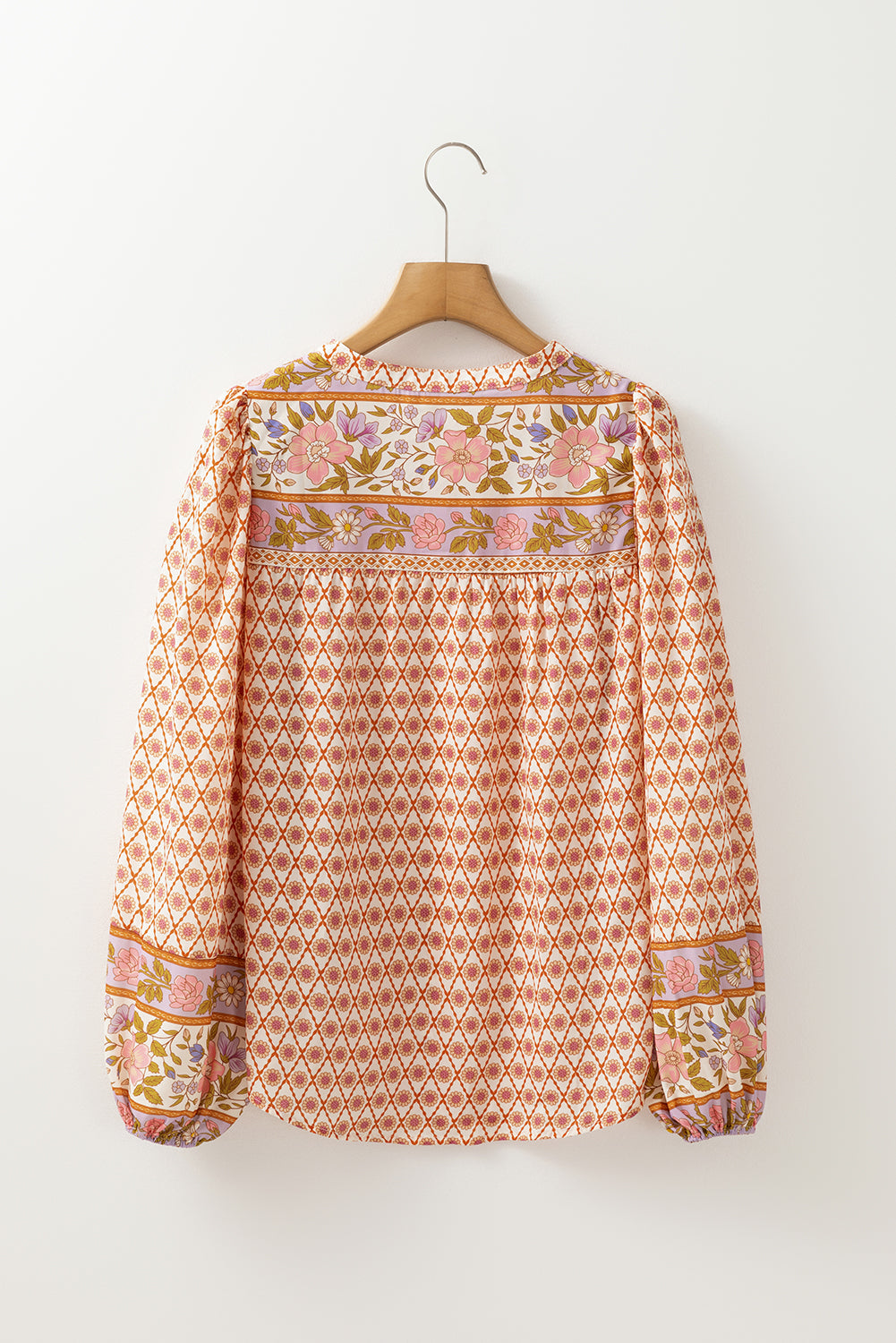 Amira Floral Puff Sleeve V-Neck Button Blouse