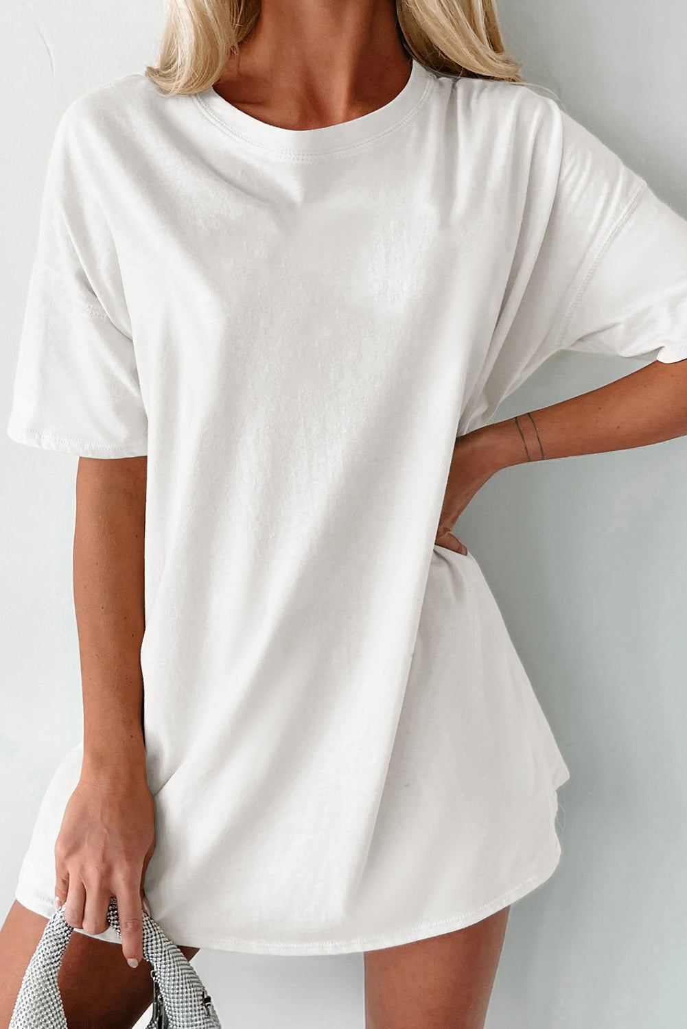 Oversized Solid Color Crew Neck T-Shirt