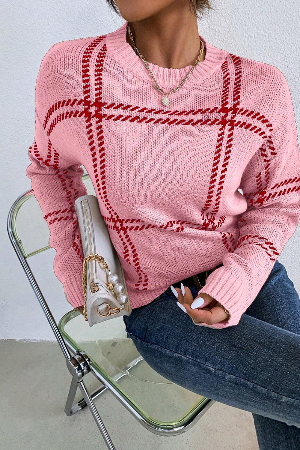 Evelyn Plaid Pattern Sweater