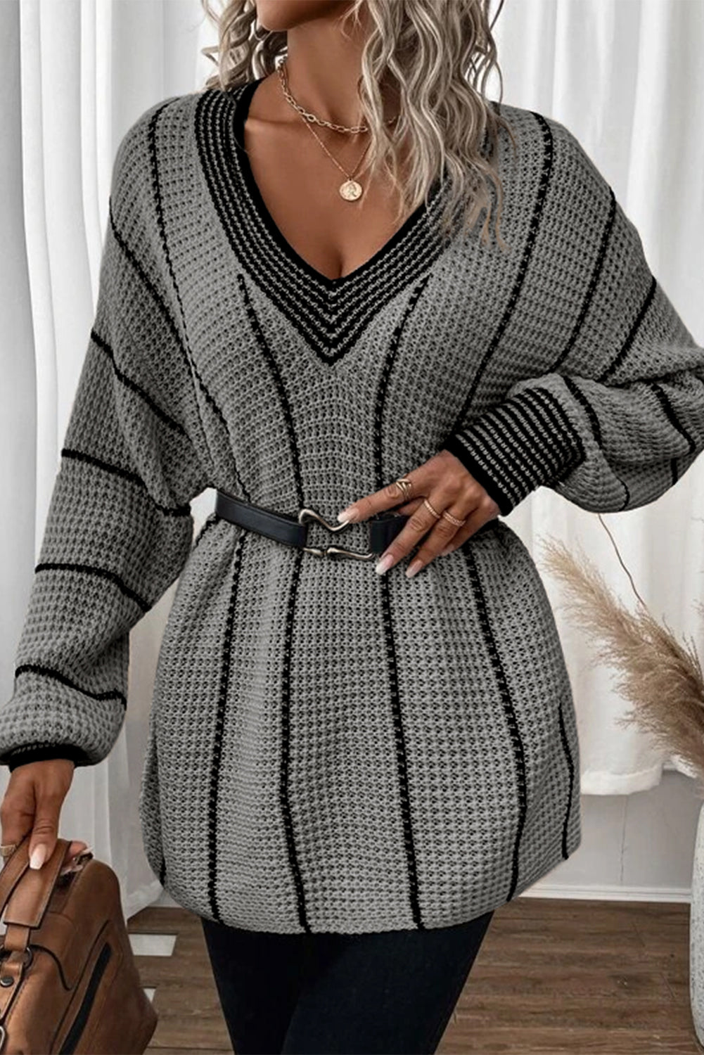 Blair Contrast V-Neck Sweater