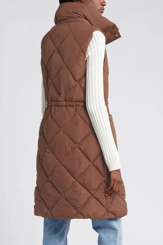 Puffer Quilted Long Vest Coat