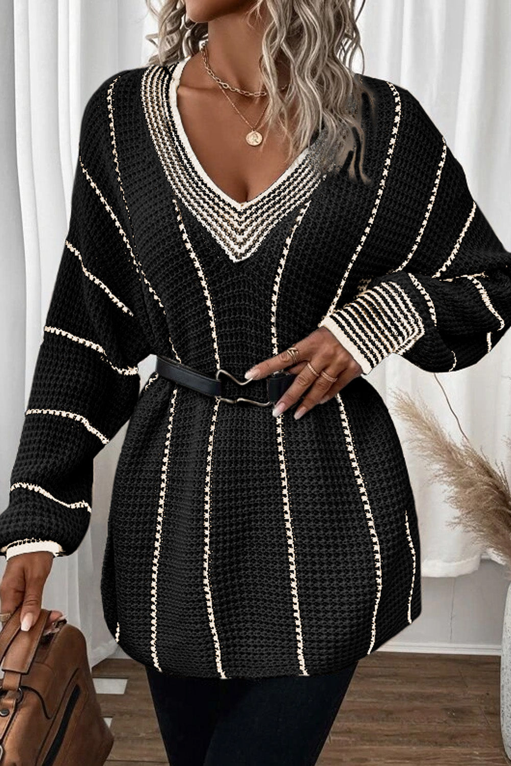Blair Contrast V-Neck Sweater