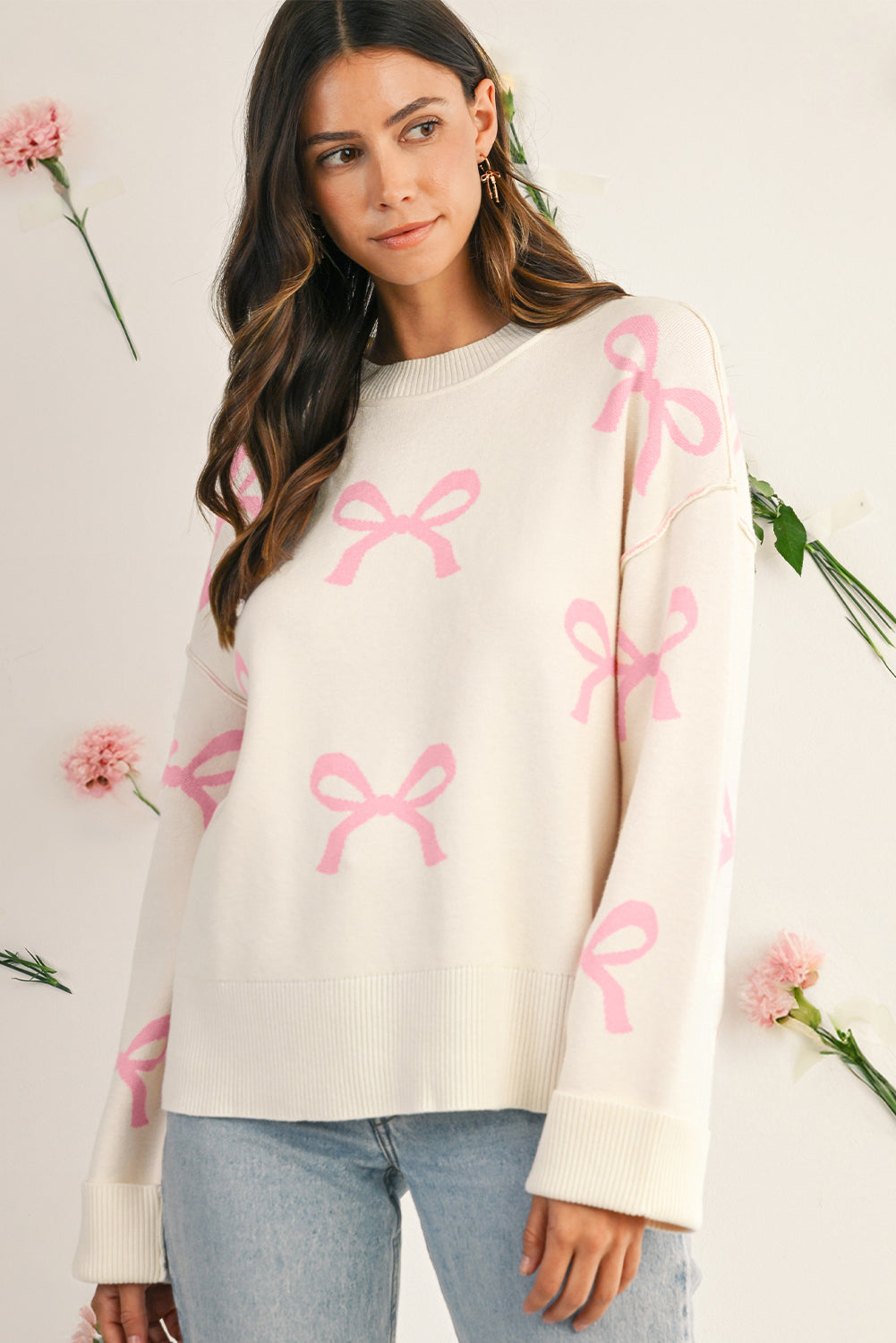 Pipa Bow Drop Sleeve Sweater