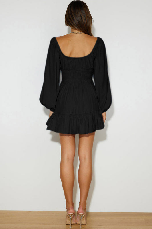 Noir Ruffle Mini Dress