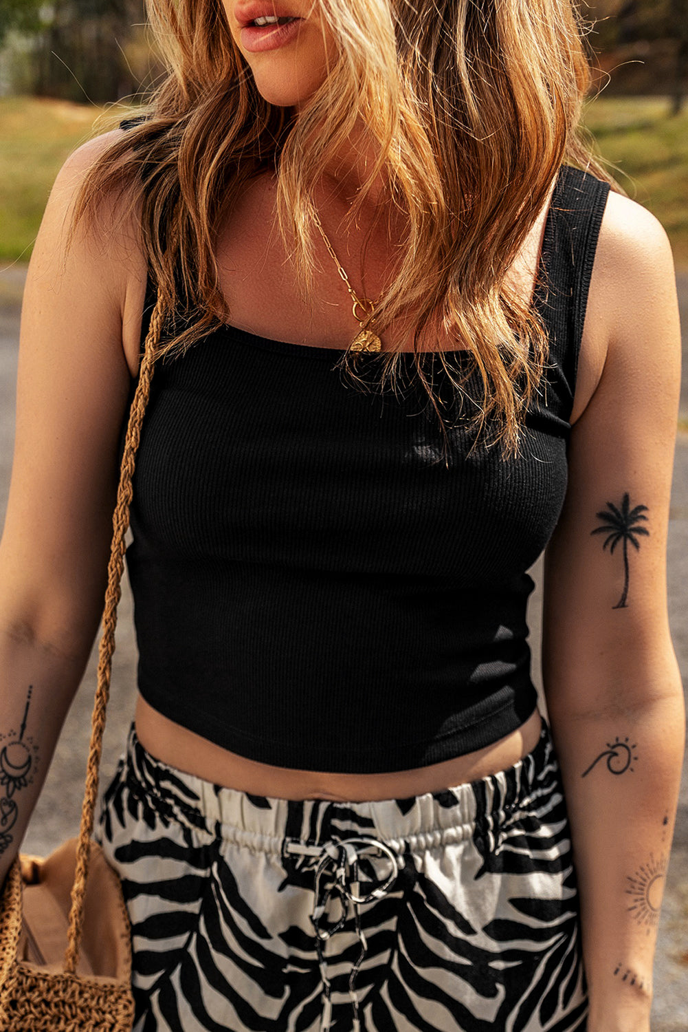 Square Neck Ribbed Tank Top