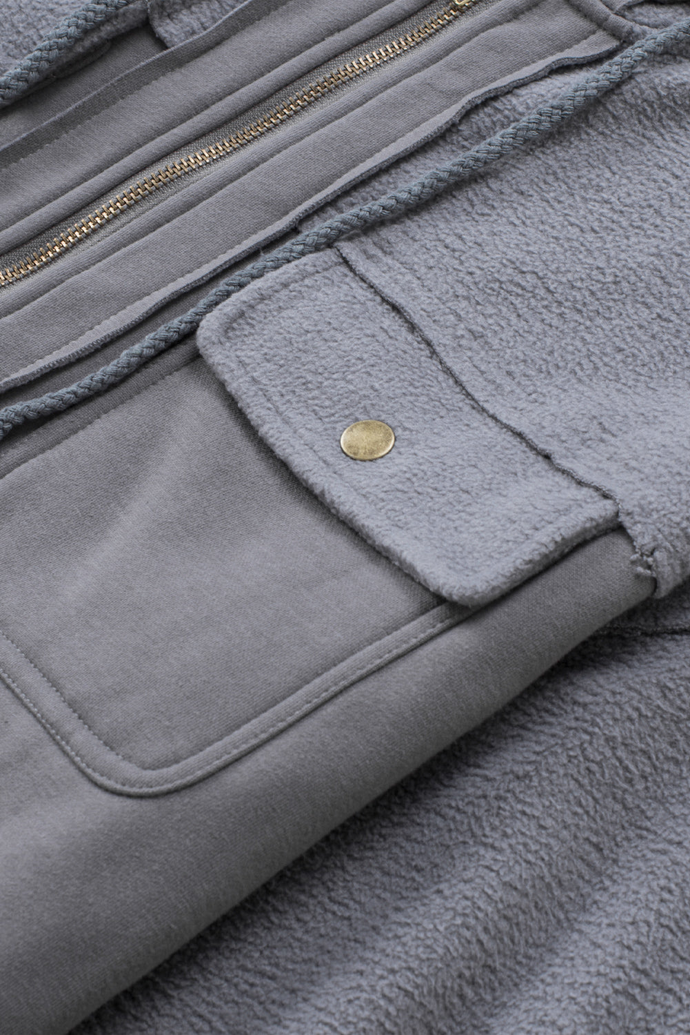 Flap Pockets Bishop Sleeve Zip Up Hoodie