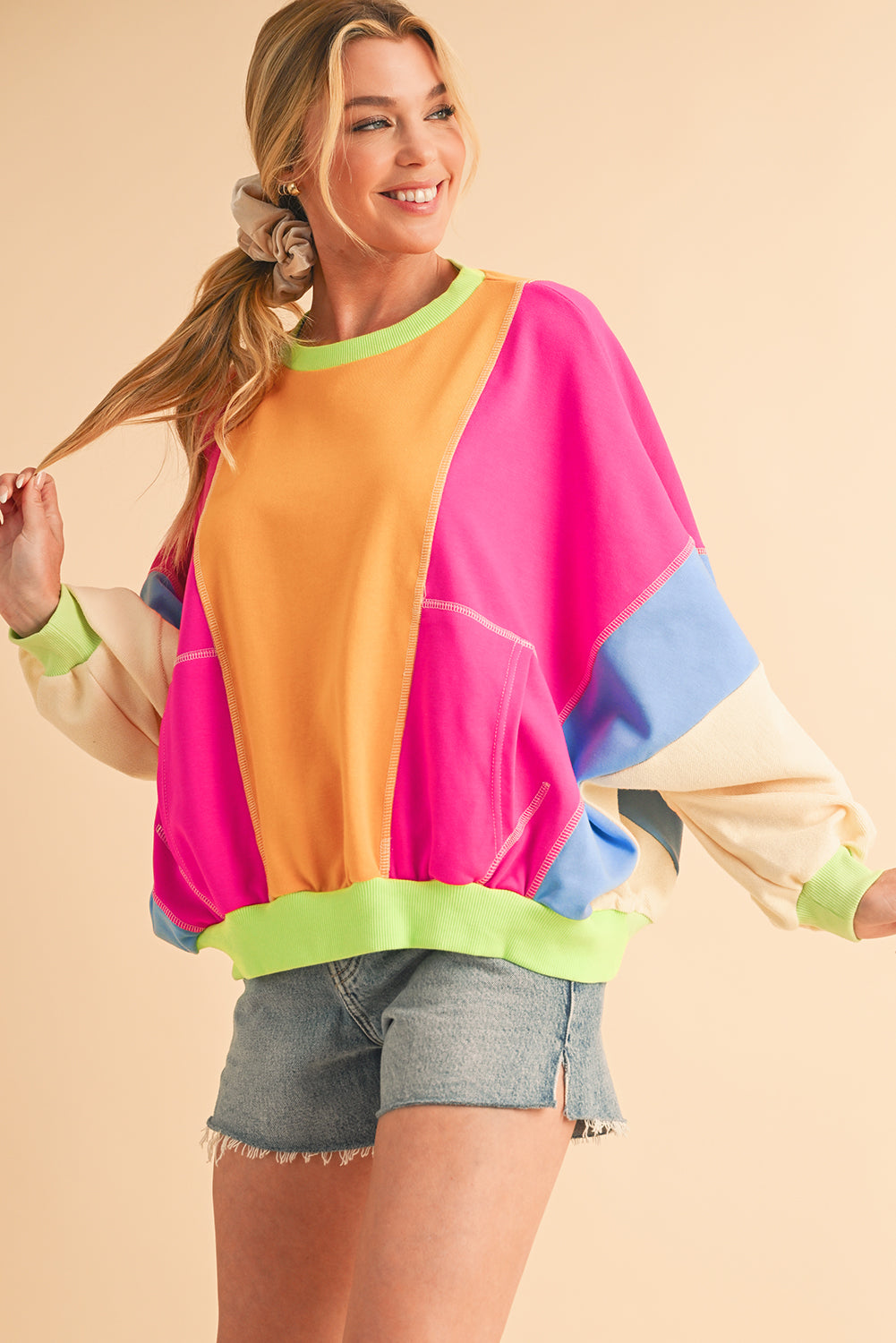 Noemi Colour-block Oversized Sweatshirt