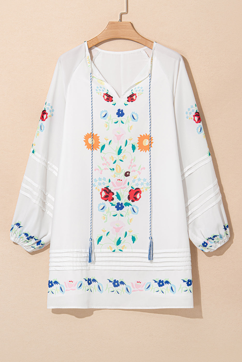 Fiona Floral Tassel Tie V-Neck Mini Dress