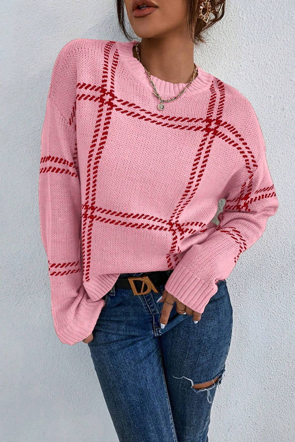 Evelyn Plaid Pattern Sweater