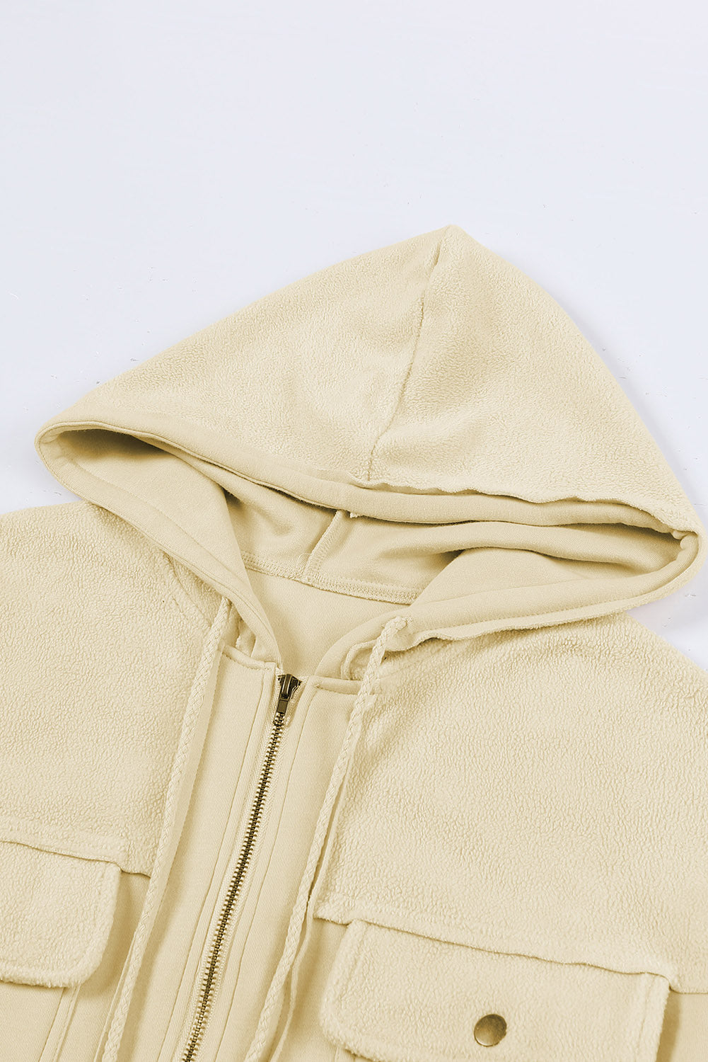 Flap Pockets Bishop Sleeve Zip Up Hoodie