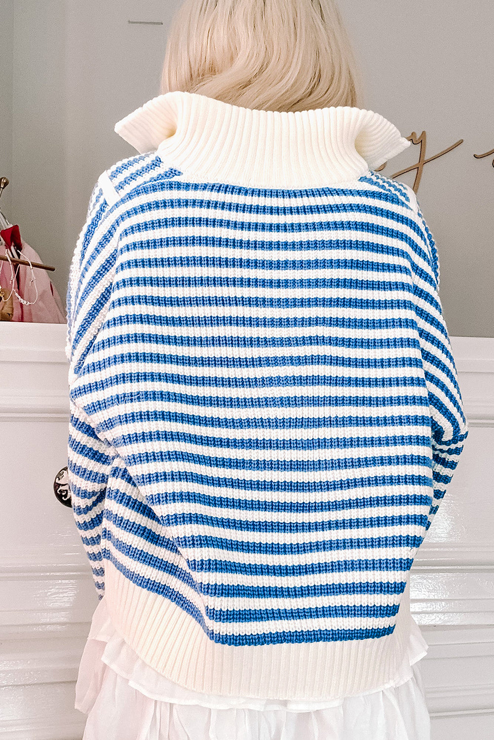 Nylah Striped Half-Zip Sweater