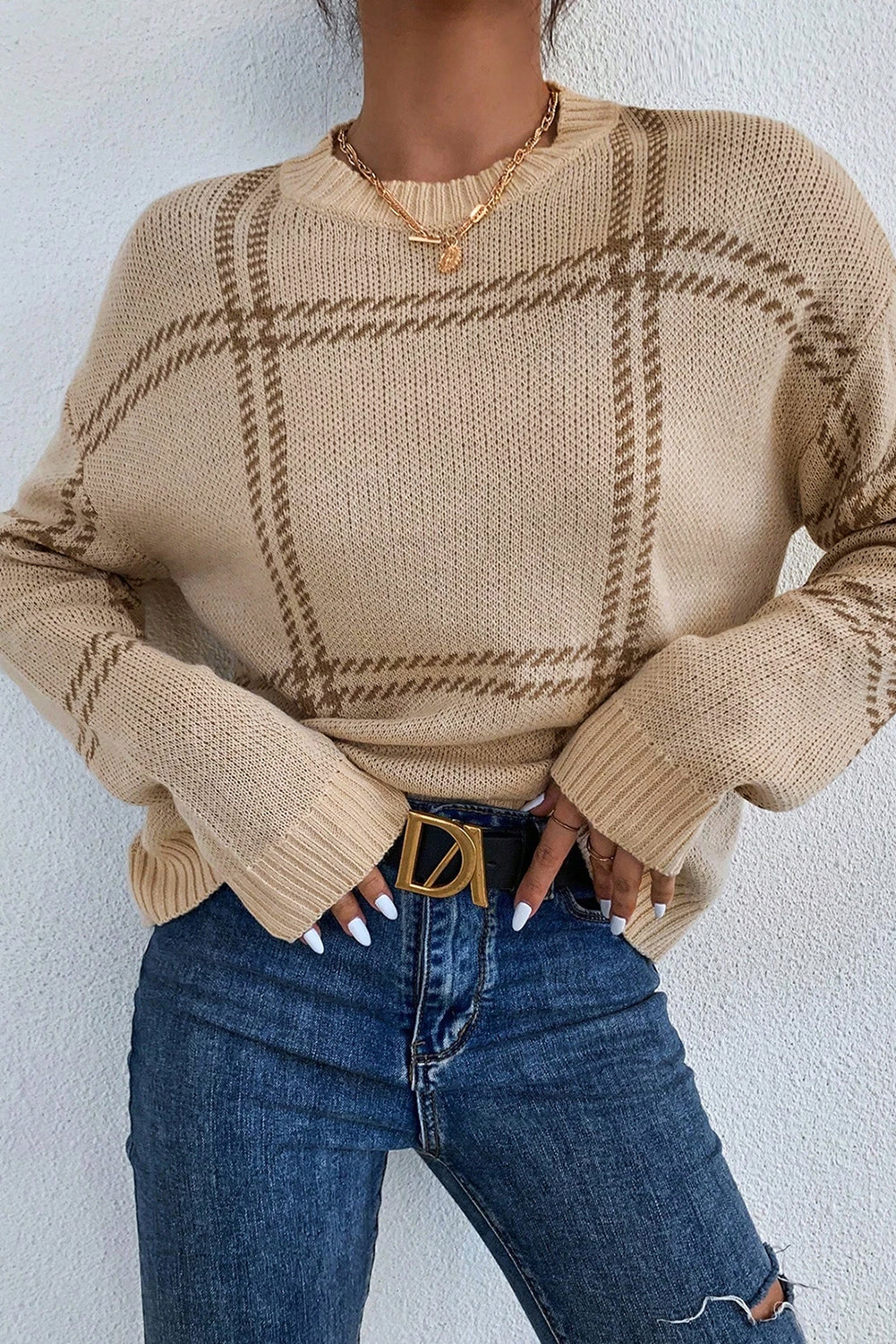 Evelyn Plaid Pattern Sweater