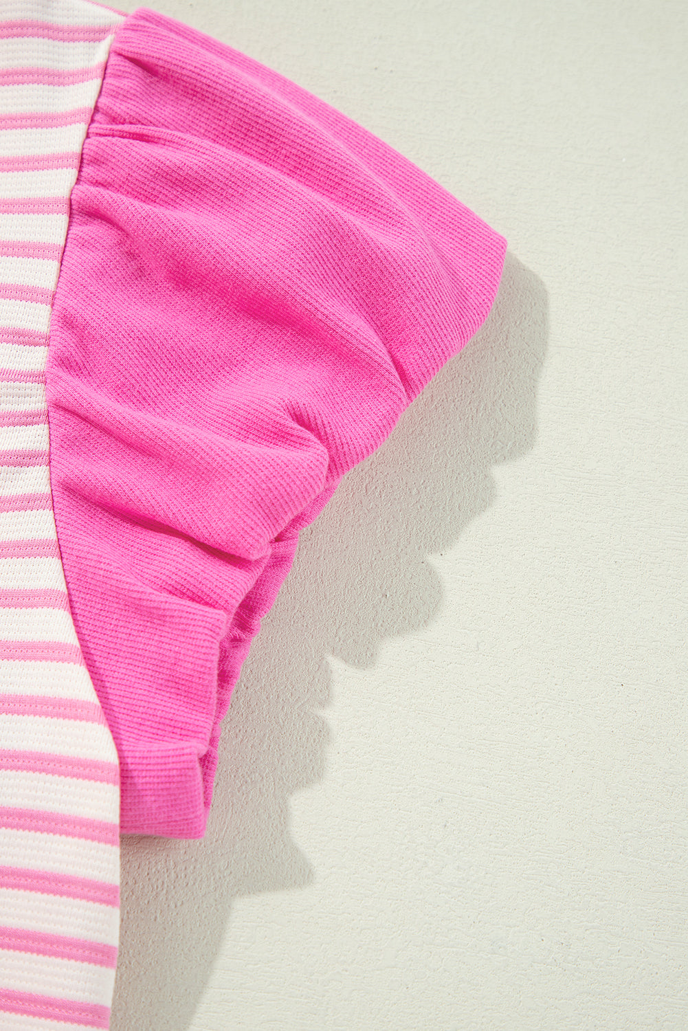 Pink Stripe Ruffle V-Neck Top