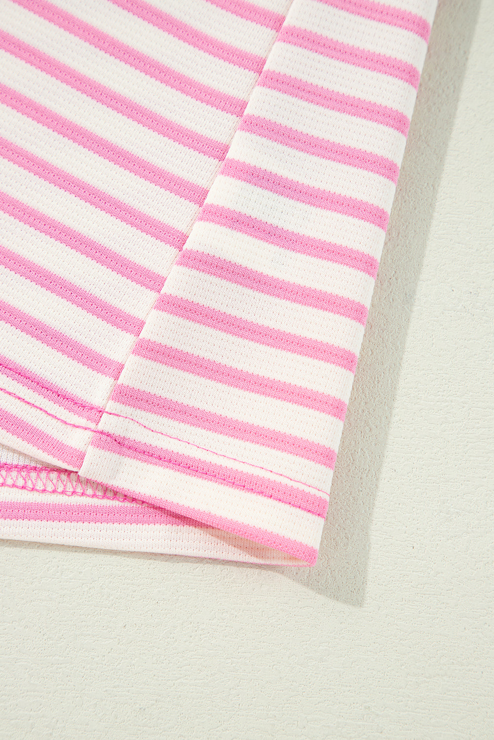 Pink Stripe Ruffle V-Neck Top