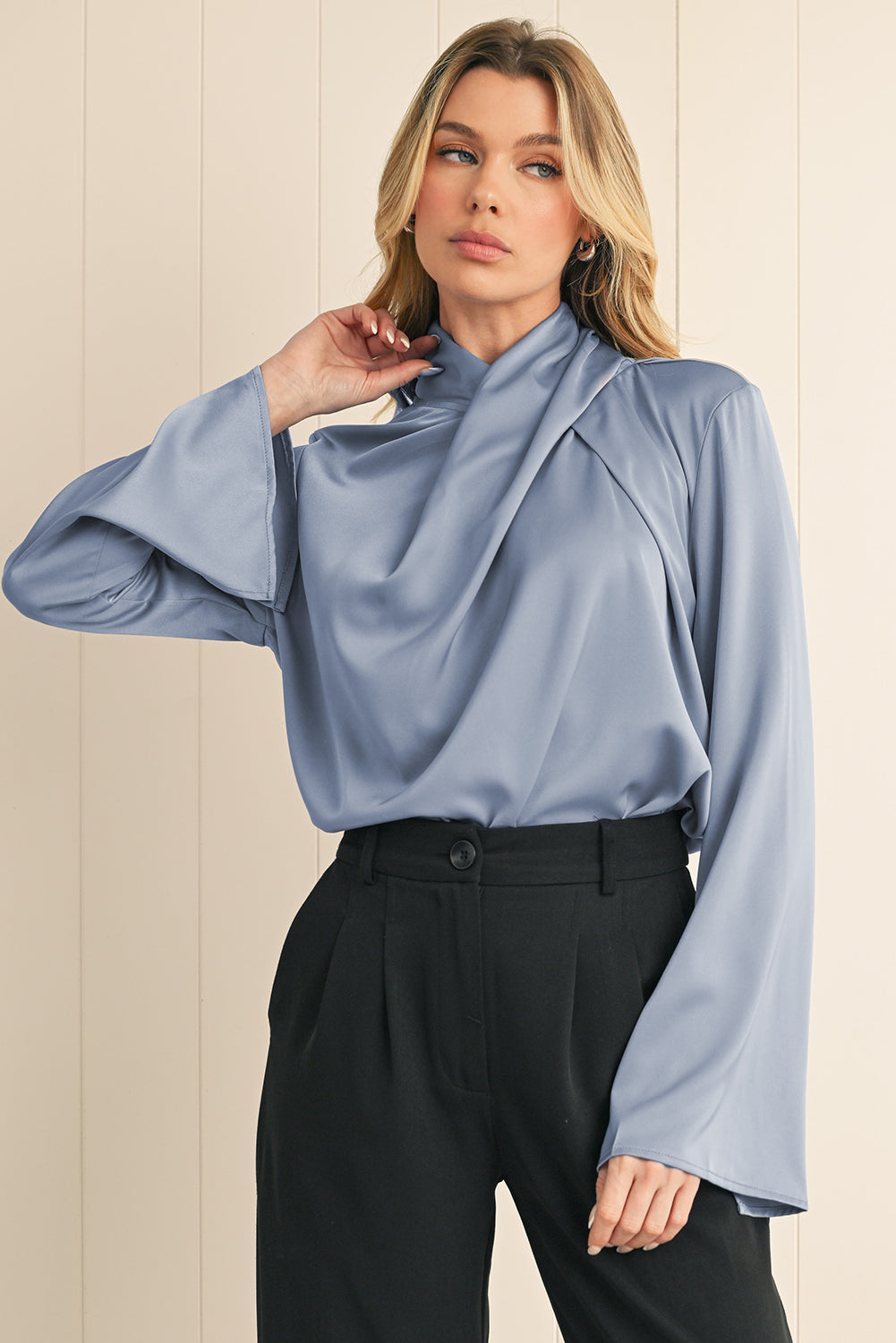 Ivana Asymmetric Satin Blouse