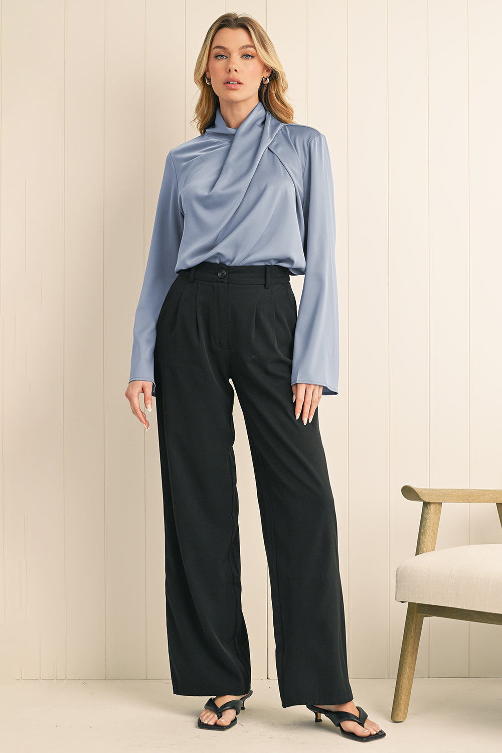 Ivana Asymmetric Satin Blouse