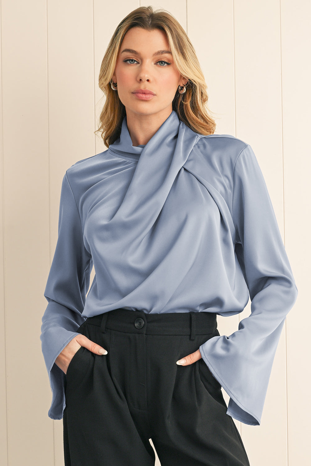 Ivana Asymmetric Satin Blouse