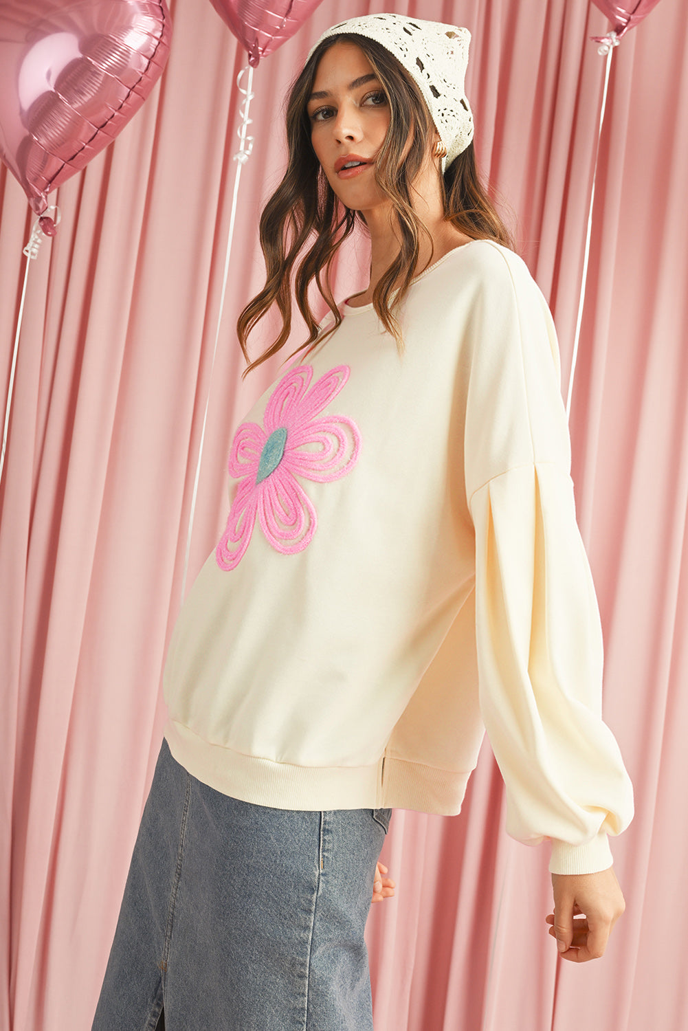 Tinsel Flower Oversized Sweatshirt
