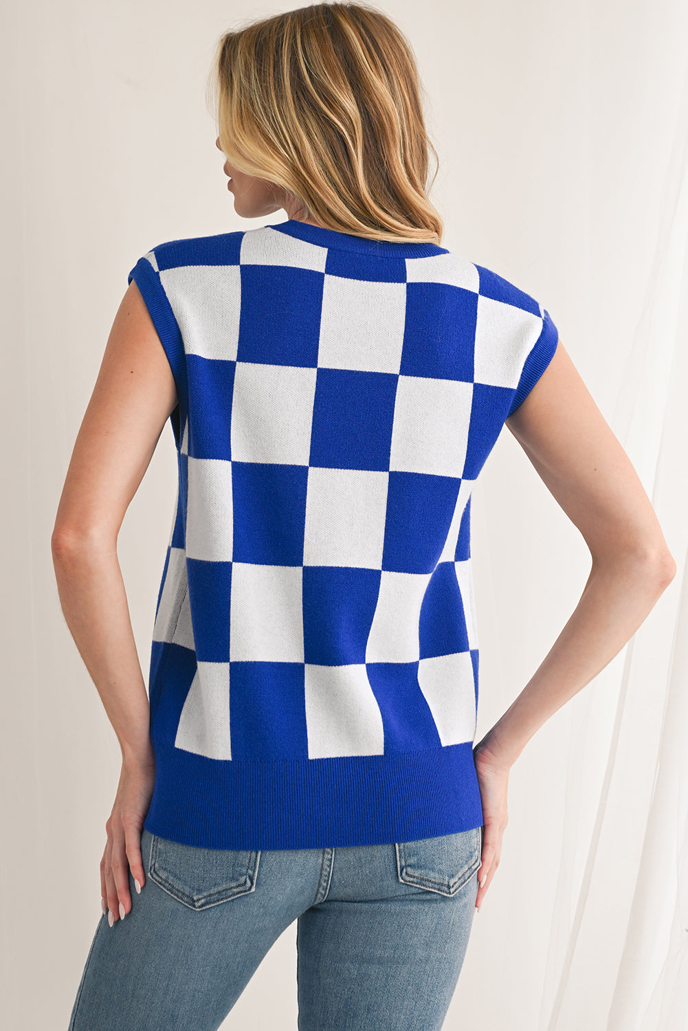 Kai Checkered Knit Vest Top