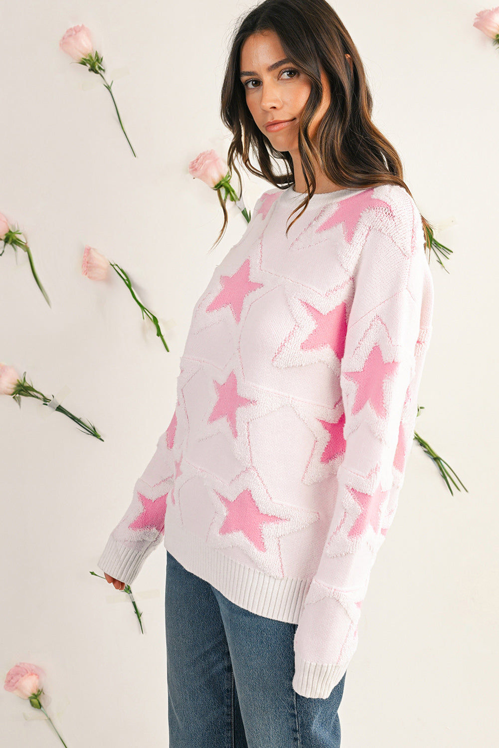 Taylor Star Pattern Drop Sleeve Sweater