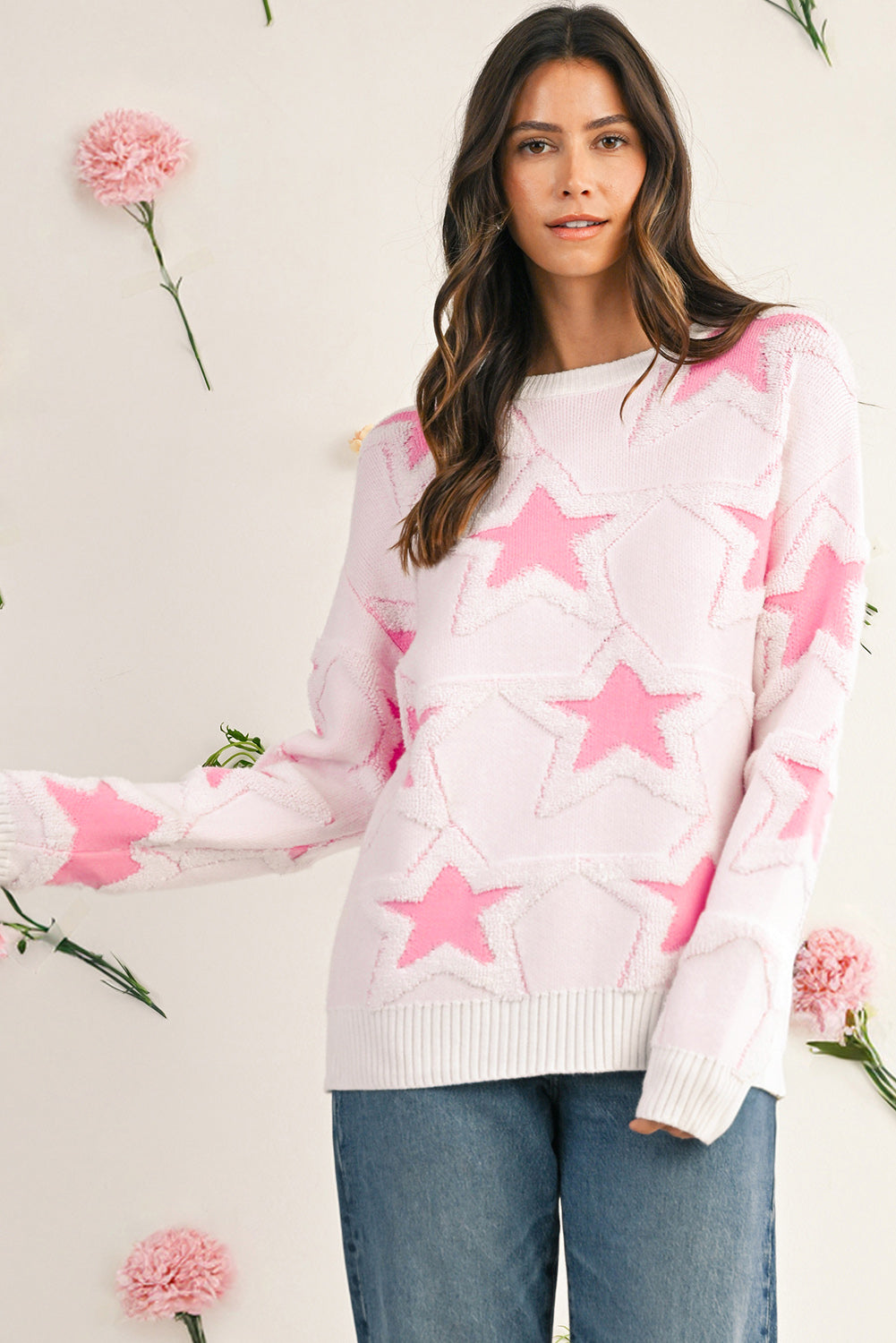 Taylor Star Pattern Drop Sleeve Sweater