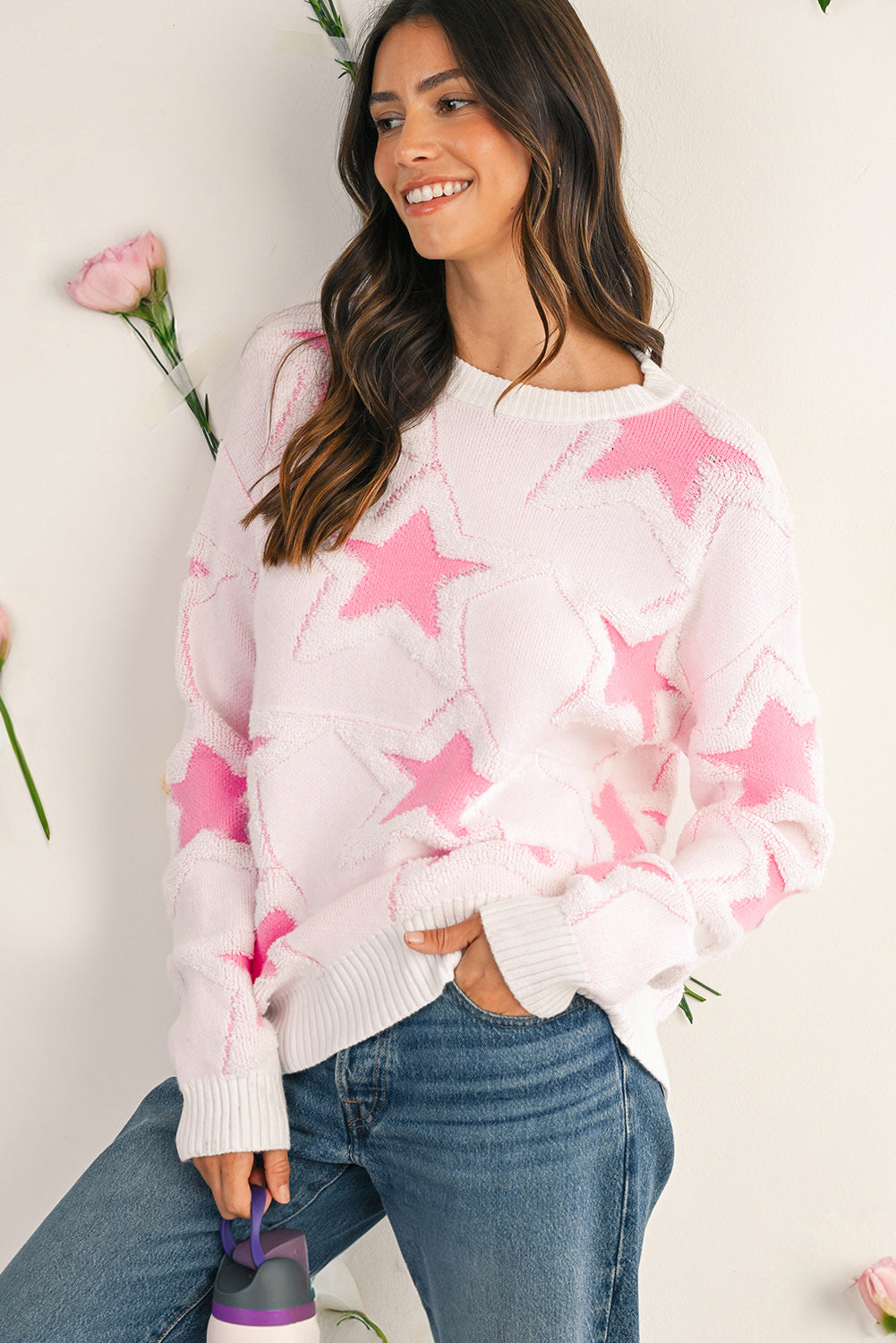 Taylor Star Pattern Drop Sleeve Sweater