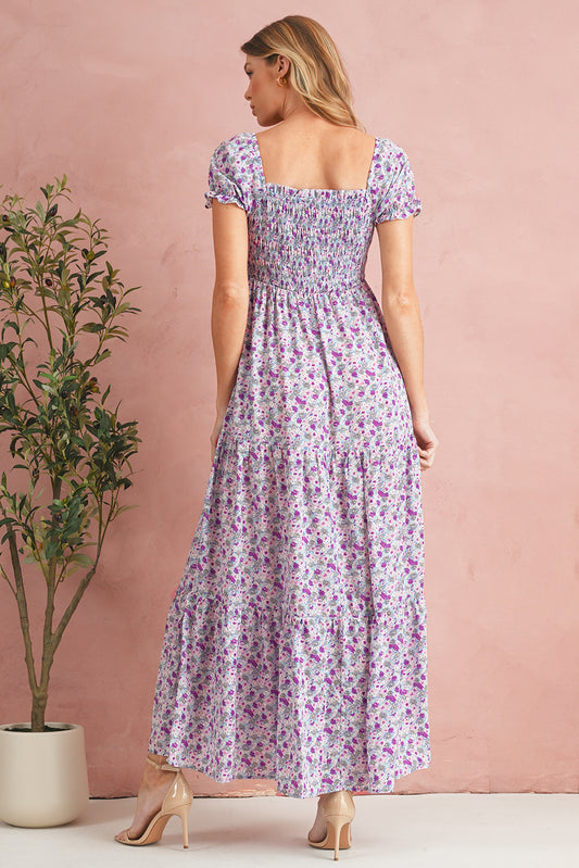 Wisteria Floral Smocked Maxi Dress