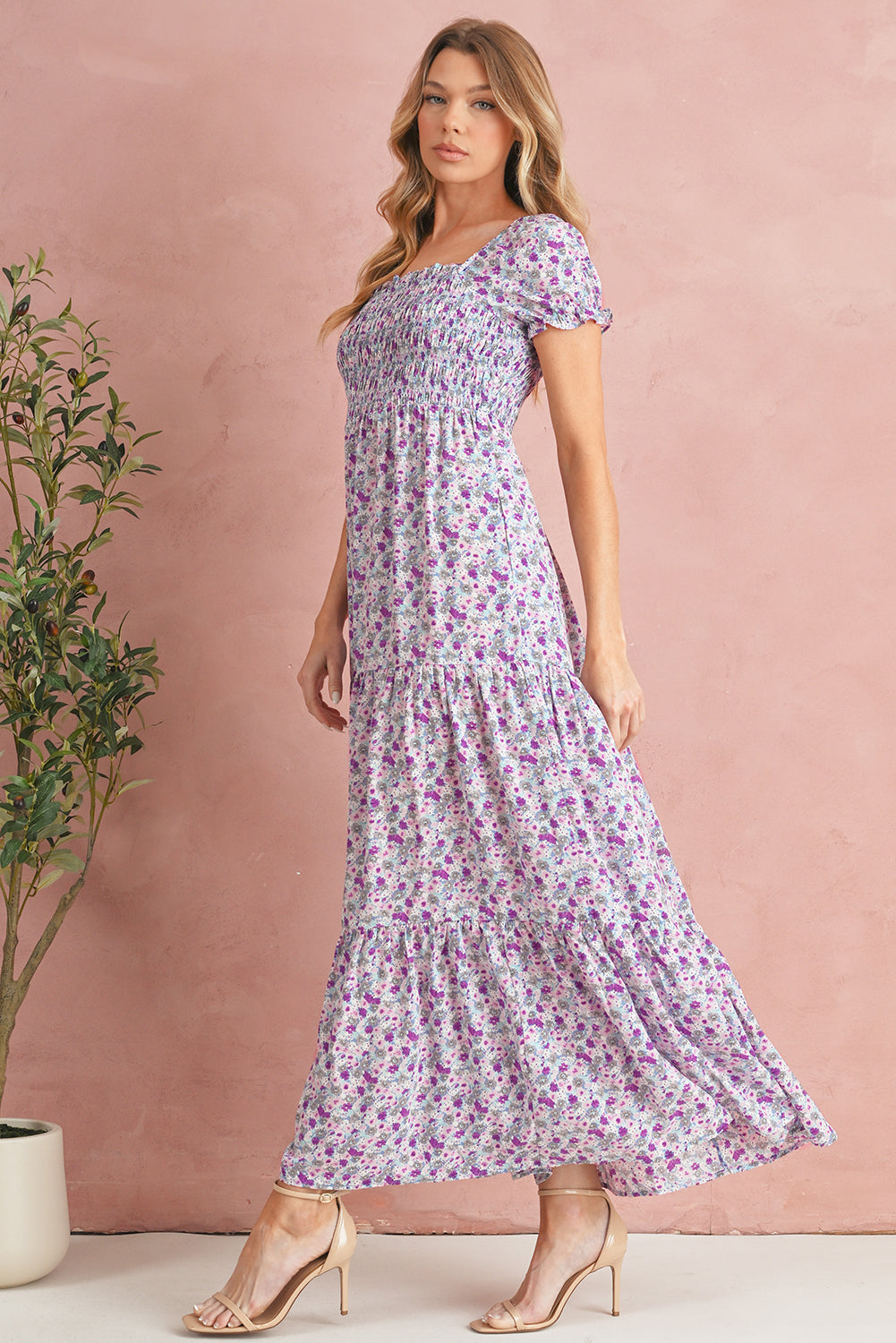 Wisteria Floral Smocked Maxi Dress