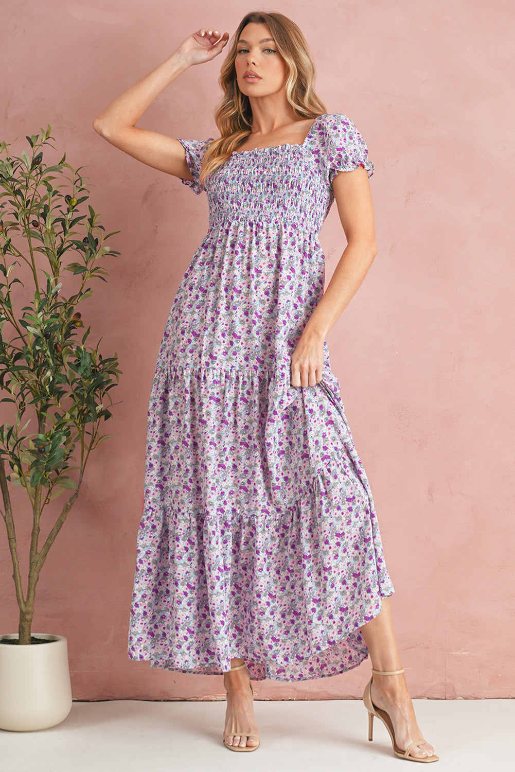 Wisteria Floral Smocked Maxi Dress