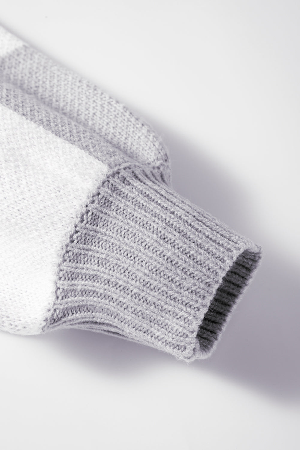 Checked Bishop Sleeve Pullover Sweater