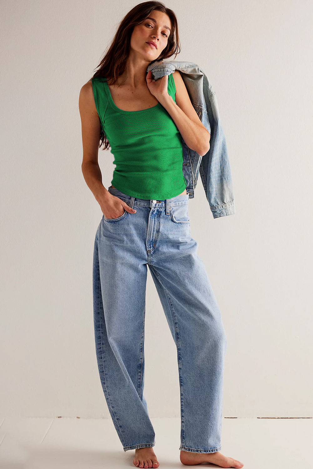 Ribbed Exposed Seam Tank Top