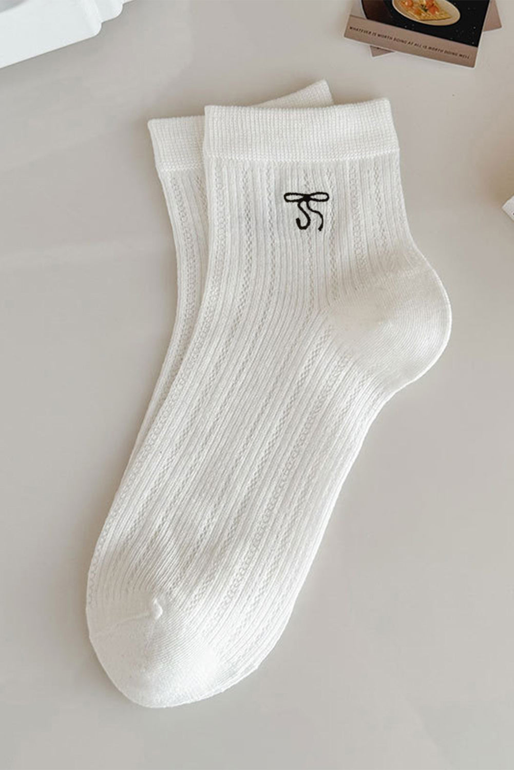 Grey Bowknot Ankle Socks