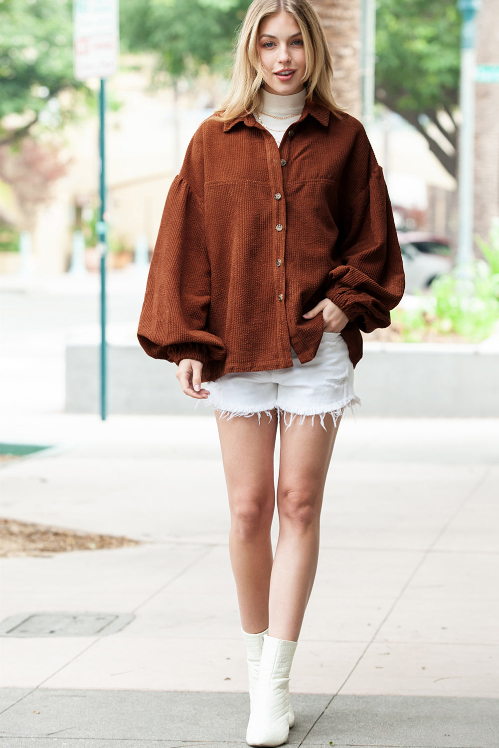 Amara Corduroy Lantern Sleeve Jacket