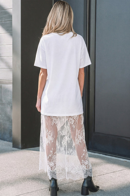 Floral Lace T-Shirt Dress