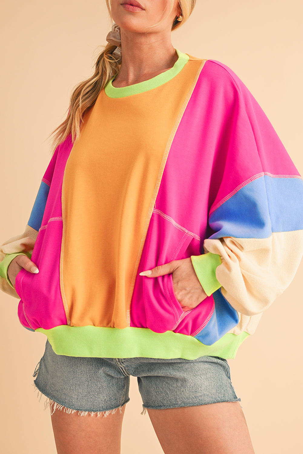 Noemi Colour-block Oversized Sweatshirt