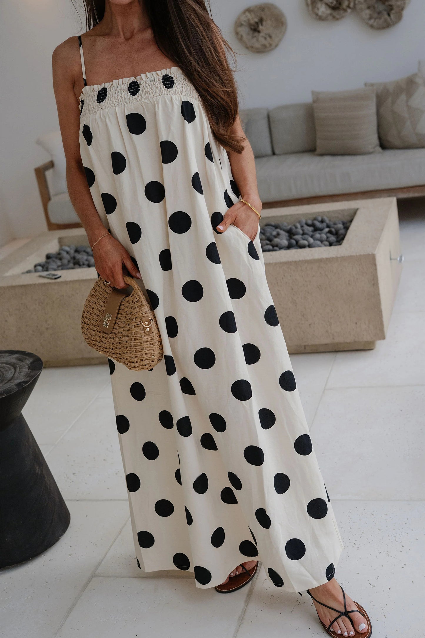 White Polka Dot Maxi Dress