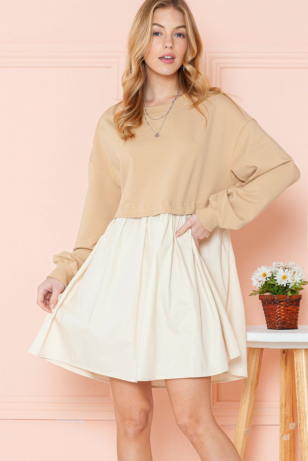 Freya Sweatshirt Colour-block Mini Dress