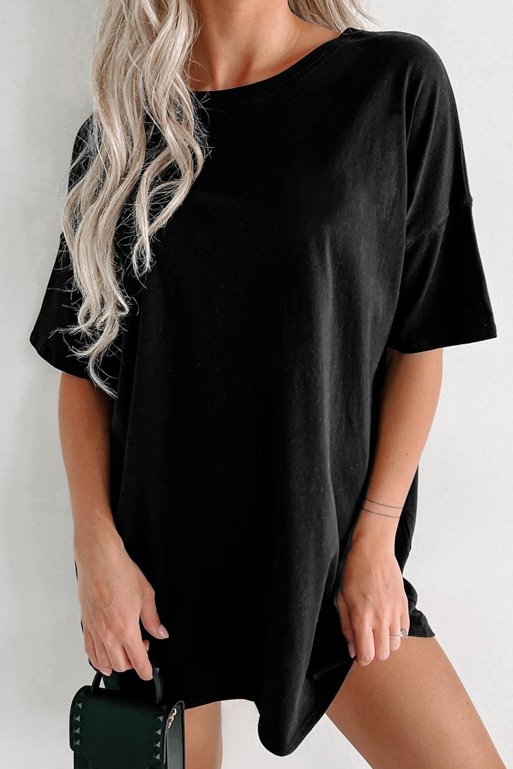 Oversized Solid Color Crew Neck T-Shirt
