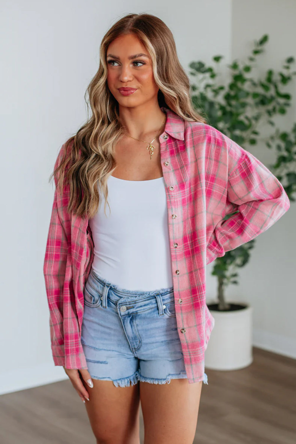 Kansas Pink Plaid Long Sleeve Shirt