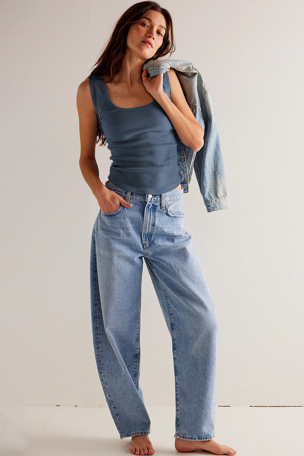 Ribbed Exposed Seam Tank Top