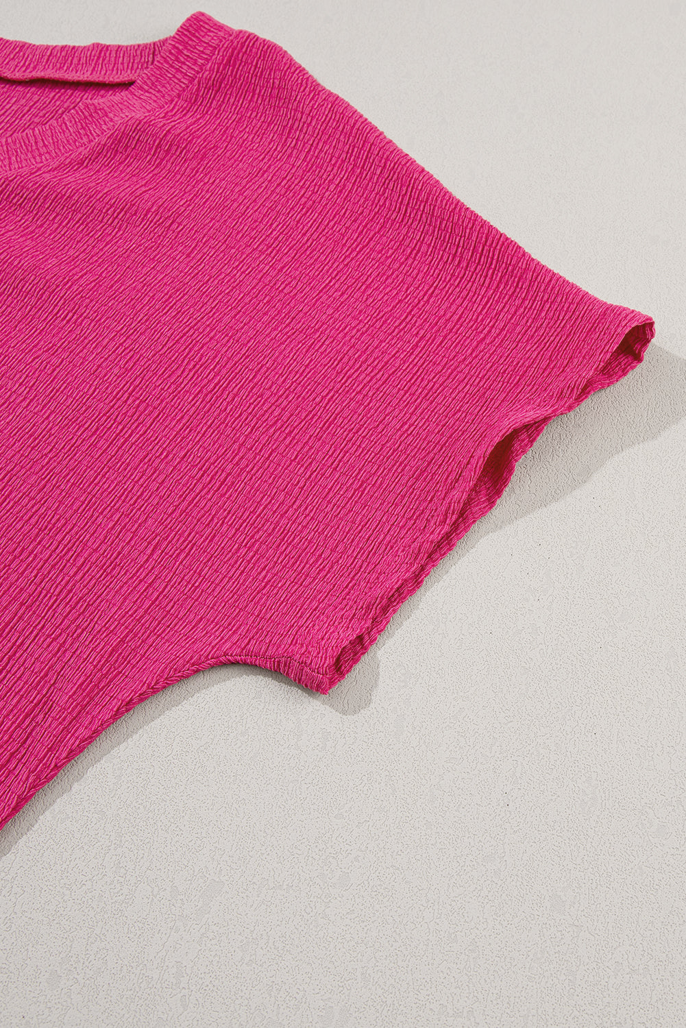 Basic Plain Textured V Neck T-Shirt