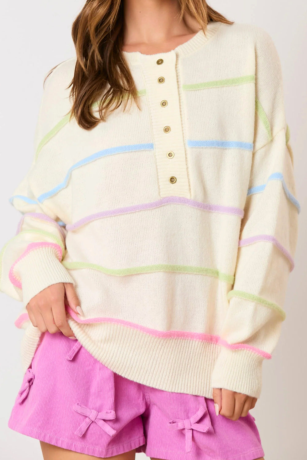 Aria Striped Henley Sweater