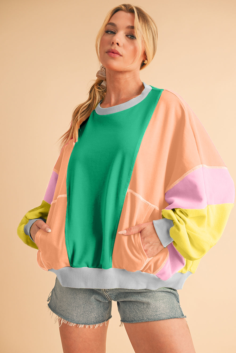 Noemi Colour-block Oversized Sweatshirt