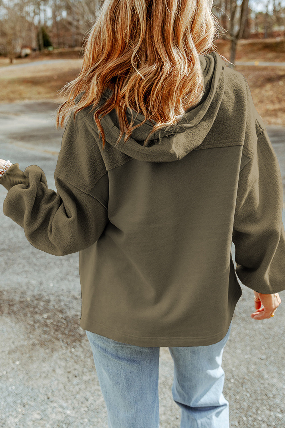 Flap Pockets Bishop Sleeve Zip Up Hoodie