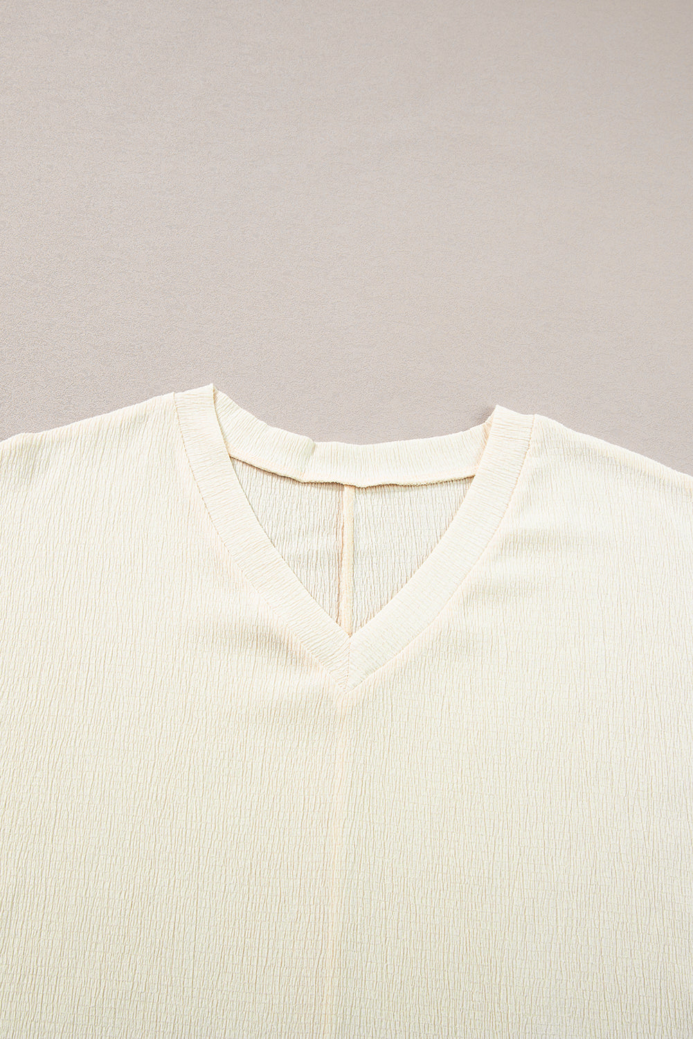 Basic Plain Textured V Neck T-Shirt