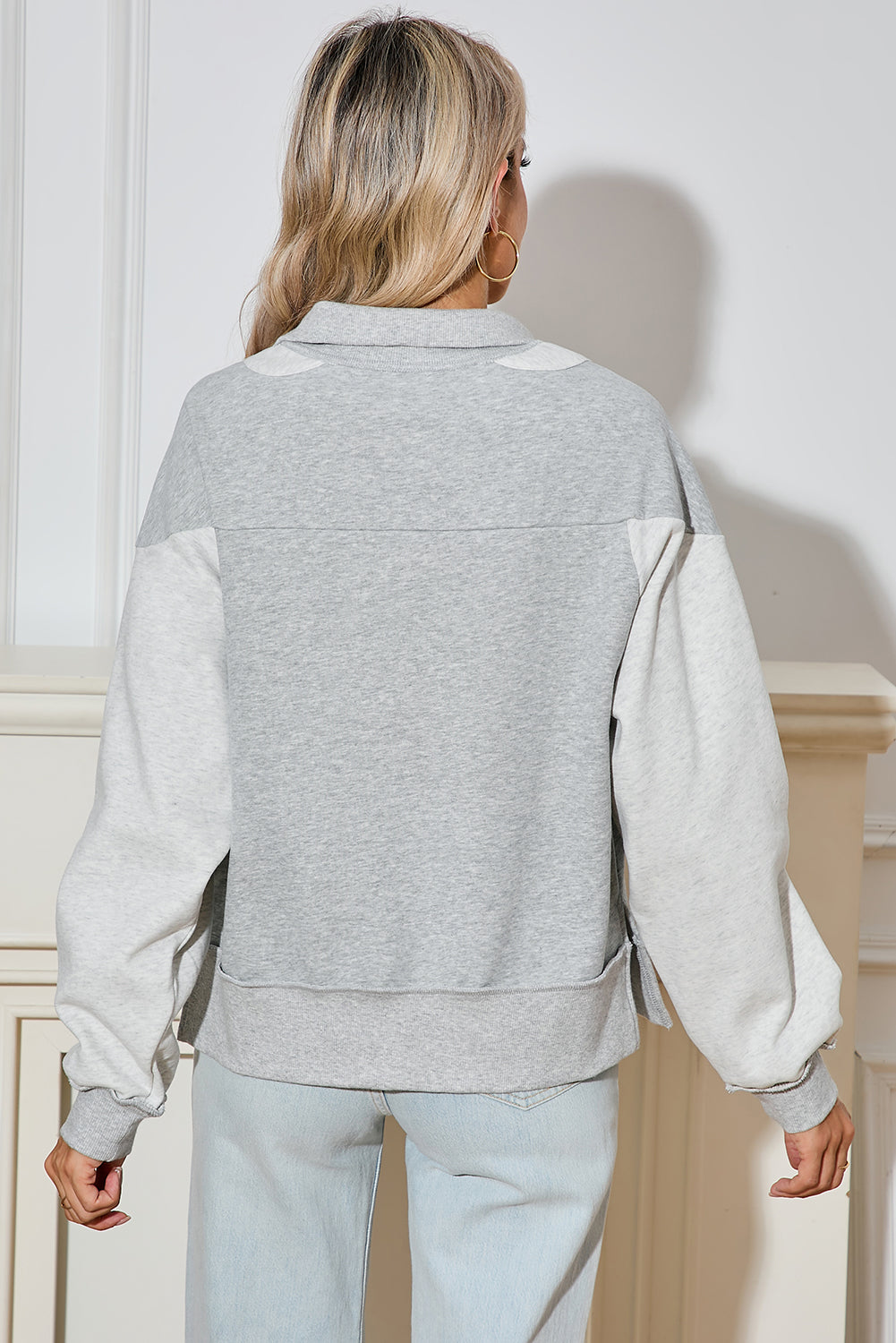 Slate Half-Zip Colour-block Sweatshirt