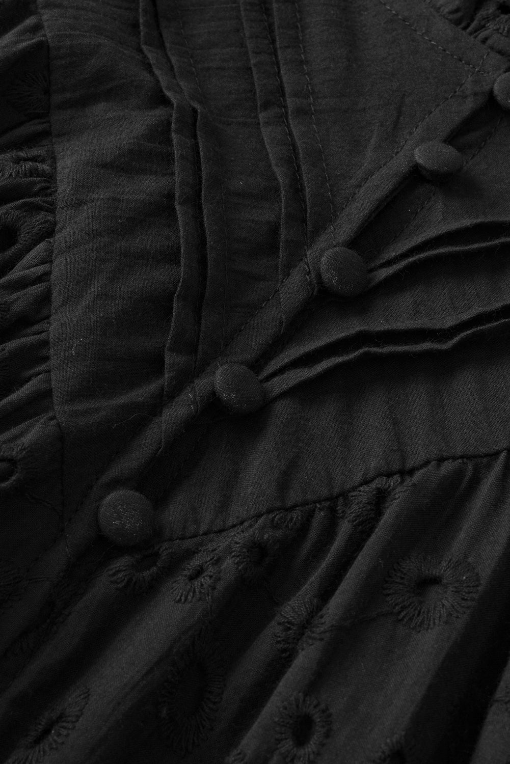 Eyelet Short Puff Sleeve Blouse