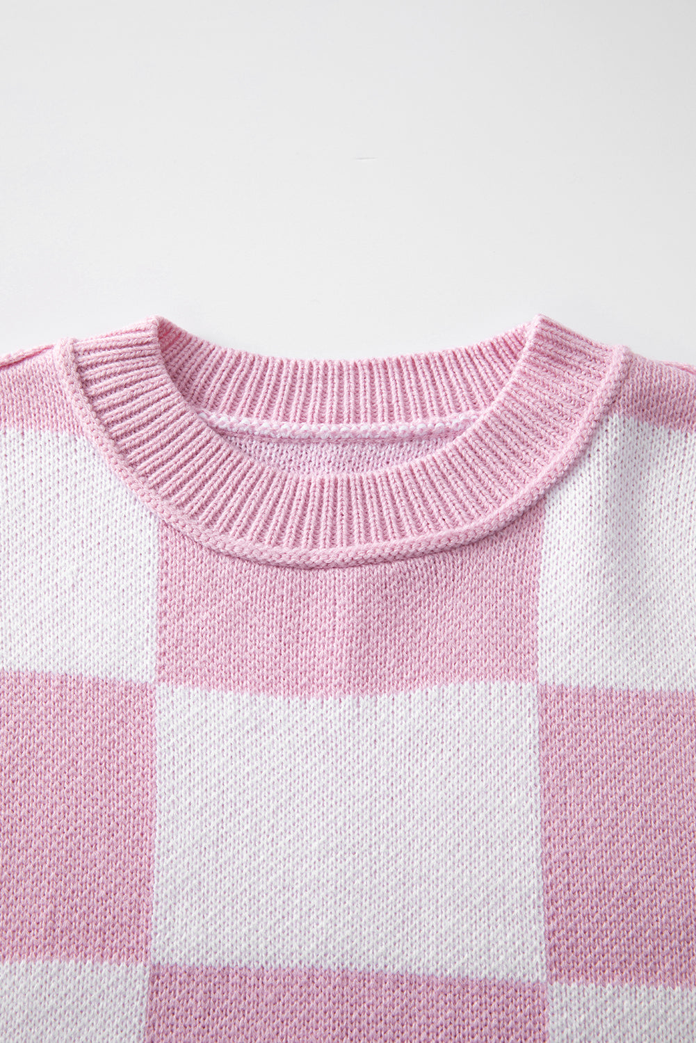 Checked Bishop Sleeve Pullover Sweater