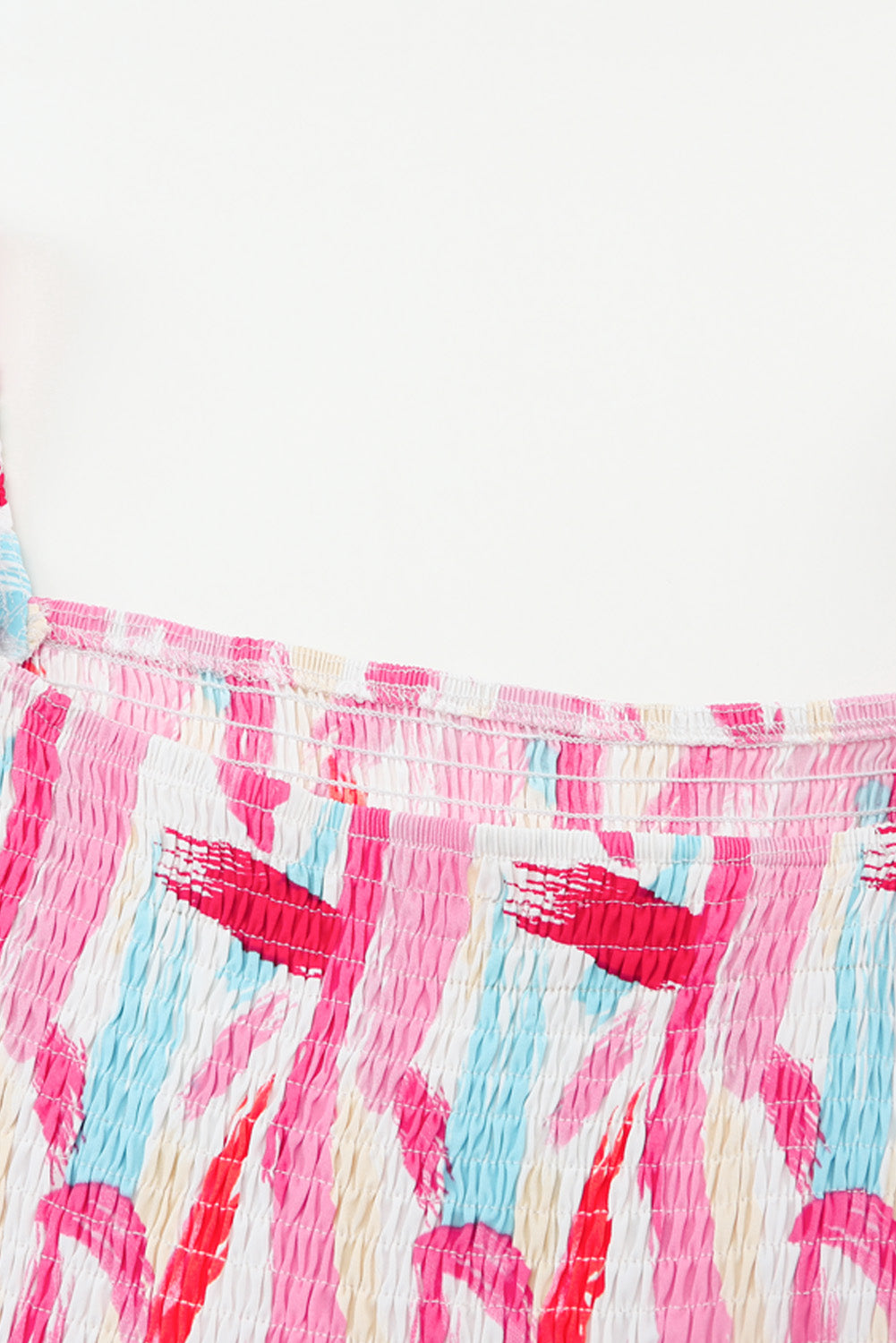 Brush Stroke Printed Smocked Ruffle Tiered Dress