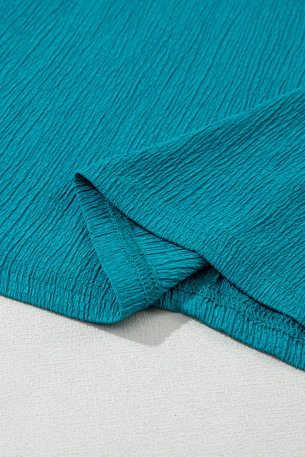 Basic Plain Textured V Neck T-Shirt